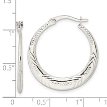 Load image into Gallery viewer, Sterling Silver Polished Textured Circle Hoop Earrings
