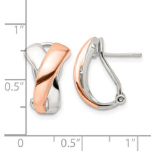 Load image into Gallery viewer, Sterling Silver Rose-tone Polished X Omega Back Earrings
