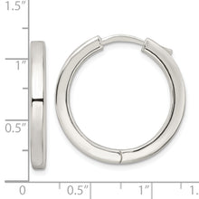 Load image into Gallery viewer, Sterling Silver Polished 3x28mm Hinged Square Tube Hoop Earrings
