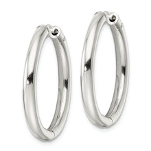 Load image into Gallery viewer, Sterling Silver Polished 3x28mm Hinged Tube Hoop Earrings
