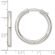 Load image into Gallery viewer, Sterling Silver Polished 3x28mm Hinged Tube Hoop Earrings
