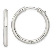 Load image into Gallery viewer, Sterling Silver Polished 3x28mm Hinged Tube Hoop Earrings
