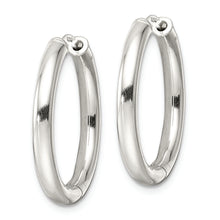 Load image into Gallery viewer, Sterling Silver Polished 3x25mm Hinged Tube Hoop Earrings

