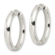 Load image into Gallery viewer, Sterling Silver Polished 3.5x25mm Hinged Tube Hoop Earrings
