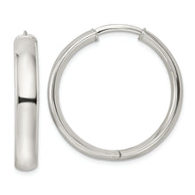 Load image into Gallery viewer, Sterling Silver Polished 5x30mm Hinged Tube Hoop Earrings
