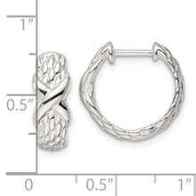 Load image into Gallery viewer, Sterling Silver Polished X Basket Weave Hinged Hoop Earrings
