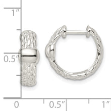 Load image into Gallery viewer, Sterling Silver Polished Basket Weave Hinged Hoop Earrings
