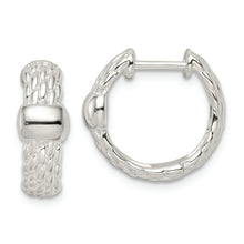 Load image into Gallery viewer, Sterling Silver Polished Basket Weave Hinged Hoop Earrings
