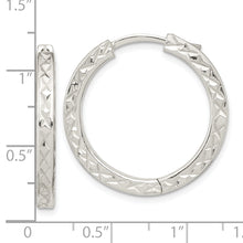 Load image into Gallery viewer, Sterling Silver Polished D/C Square Tube Locking Hoop Earrings
