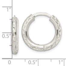 Load image into Gallery viewer, Sterling Silver Diamond-cut 3.5x20mm Hinged Tube Hoop Earrings
