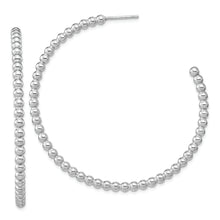 Load image into Gallery viewer, Sterling Silver Rhodium-plated Polished Beaded Hoop Post Earrings
