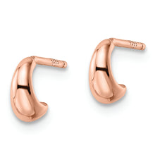 Load image into Gallery viewer, Sterling Silver Polished Rose-tone Hoop Post Earrings

