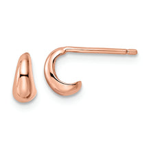 Load image into Gallery viewer, Sterling Silver Polished Rose-tone Hoop Post Earrings
