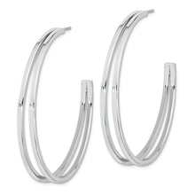 Load image into Gallery viewer, Sterling Silver Rhodium Plated Split Design Hoop Post Earrings
