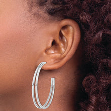 Load image into Gallery viewer, Sterling Silver Rhodium Plated Split Design Hoop Post Earrings
