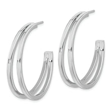 Load image into Gallery viewer, Sterling Silver Rhodium Plated Split Design Hoop Post Earrings
