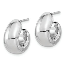 Load image into Gallery viewer, Sterling Silver Polished Rhodium-plated Hollow Post J Hoop Earrings
