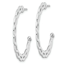 Load image into Gallery viewer, Sterling Silver Rhod. Polish Flat Twisted Lrg Circle Post Earrings
