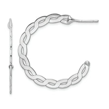 Load image into Gallery viewer, Sterling Silver Rhod. Polish Flat Twisted Lrg Circle Post Earrings
