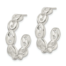 Load image into Gallery viewer, Sterling Silver Polished Scalloped C-Hoop Post Earrings
