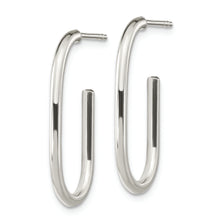 Load image into Gallery viewer, Sterling Silver Polished Oval J-Hoop Post Earrings
