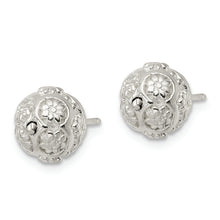 Load image into Gallery viewer, Sterling Silver Polished Floral Ball Post Earrings
