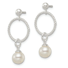Load image into Gallery viewer, Sterling Silver Polished Glass Pearl Dangle Post Earrings
