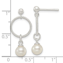 Load image into Gallery viewer, Sterling Silver Polished Glass Pearl Dangle Post Earrings

