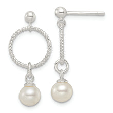 Load image into Gallery viewer, Sterling Silver Polished Glass Pearl Dangle Post Earrings

