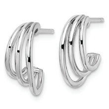 Load image into Gallery viewer, Sterling Silver Rhodium-plated Polished J-Hoop Post Earrings
