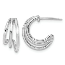 Load image into Gallery viewer, Sterling Silver Rhodium-plated Polished J-Hoop Post Earrings
