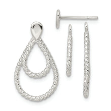 Load image into Gallery viewer, Sterling Silver w/2 Teardrop Jackets Button Post Earrings
