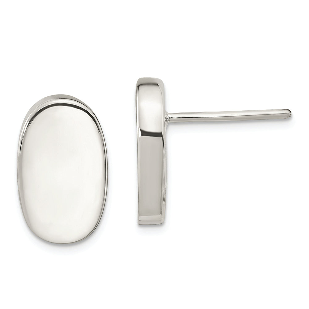 Sterling Silver Polished Oval Post Earrings