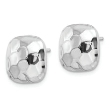 Load image into Gallery viewer, Sterling Silver Rhodium-plated Post Polished &amp; Textured Square Earrings
