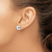 Load image into Gallery viewer, Sterling Silver Rhodium-plated Post Polished &amp; Textured Square Earrings
