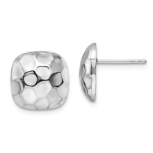 Load image into Gallery viewer, Sterling Silver Rhodium-plated Post Polished &amp; Textured Square Earrings
