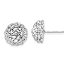 Load image into Gallery viewer, Sterling Silver Rhodium-plated Polished Flower Post Earrings
