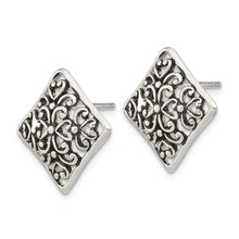 Load image into Gallery viewer, Sterling Silver Antiqued Square Filigree Post Earrings
