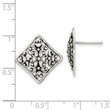 Load image into Gallery viewer, Sterling Silver Antiqued Square Filigree Post Earrings
