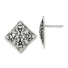 Load image into Gallery viewer, Sterling Silver Antiqued Square Filigree Post Earrings
