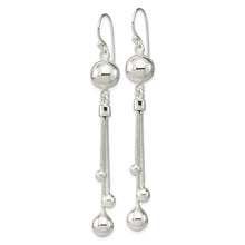 Load image into Gallery viewer, Sterling Silver Polished Ball Chain Dangle Shephard Hook Earrings
