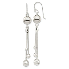 Load image into Gallery viewer, Sterling Silver Polished Ball Chain Dangle Shephard Hook Earrings
