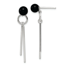 Load image into Gallery viewer, Sterling Silver Polished Onyx Fancy Dangle Post Earrings
