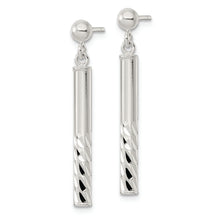 Load image into Gallery viewer, Sterling Silver Diamond-cut Bar Dangle Post Earrings
