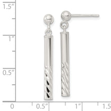 Load image into Gallery viewer, Sterling Silver Diamond-cut Bar Dangle Post Earrings
