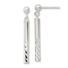 Load image into Gallery viewer, Sterling Silver Diamond-cut Bar Dangle Post Earrings
