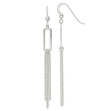 Load image into Gallery viewer, Sterling Silver Oval and Chain Dangle French Wire Earrings
