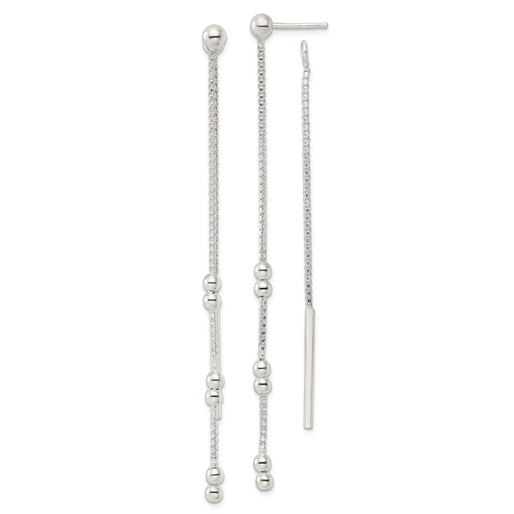 Sterling Silver Chain and Bar Dangle Post Earrings