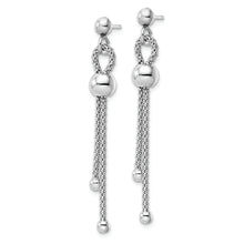 Load image into Gallery viewer, Sterling Silver Rhodium-plated Polished Ball Chain Dangle Post Earrings
