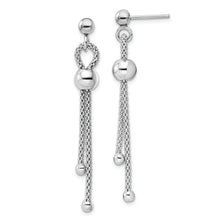 Load image into Gallery viewer, Sterling Silver Rhodium-plated Polished Ball Chain Dangle Post Earrings

